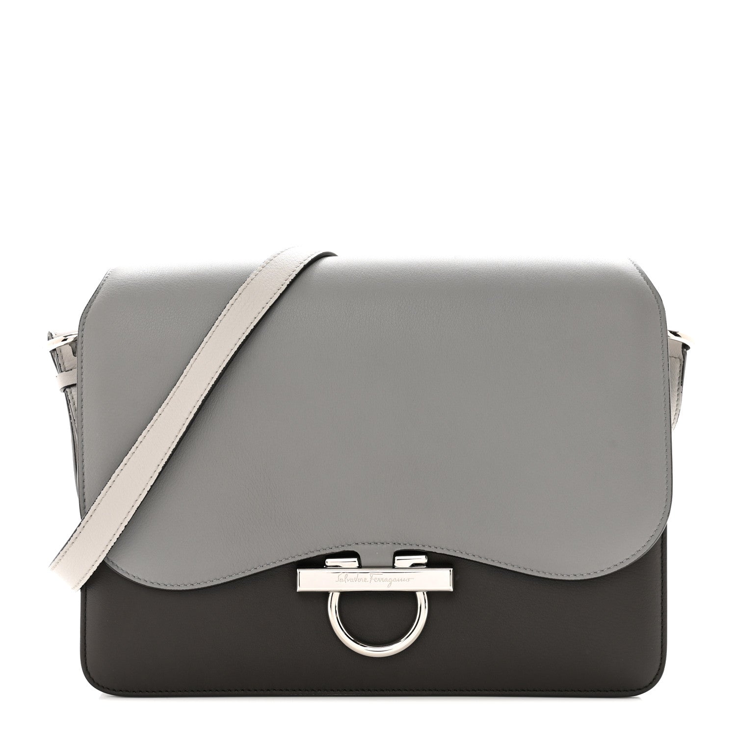 Salvatore Ferragamo Calfskin Joanne Crossbody Flannel Fossil Grey 1 of 11