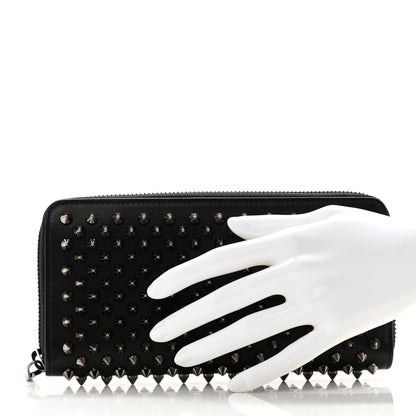 Christian Louboutin Calfskin Panettone Spiked Zip Around Wallet Black 2 of 10