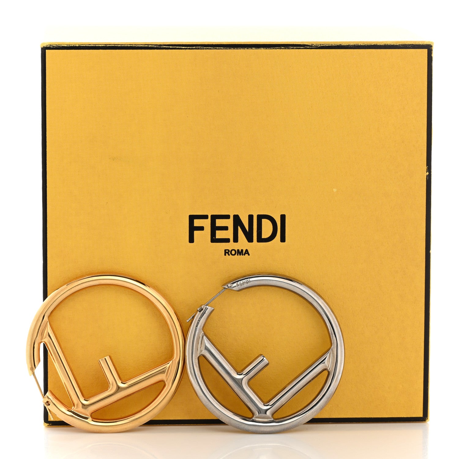 Fendi Metal FF Hoop Earrings Gold Silver 6 of 6
