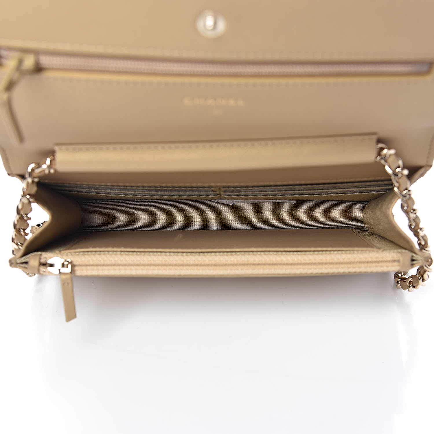 Chanel Metallic Lambskin Quilted Wallet On Chain WOC Gold 5 of 12