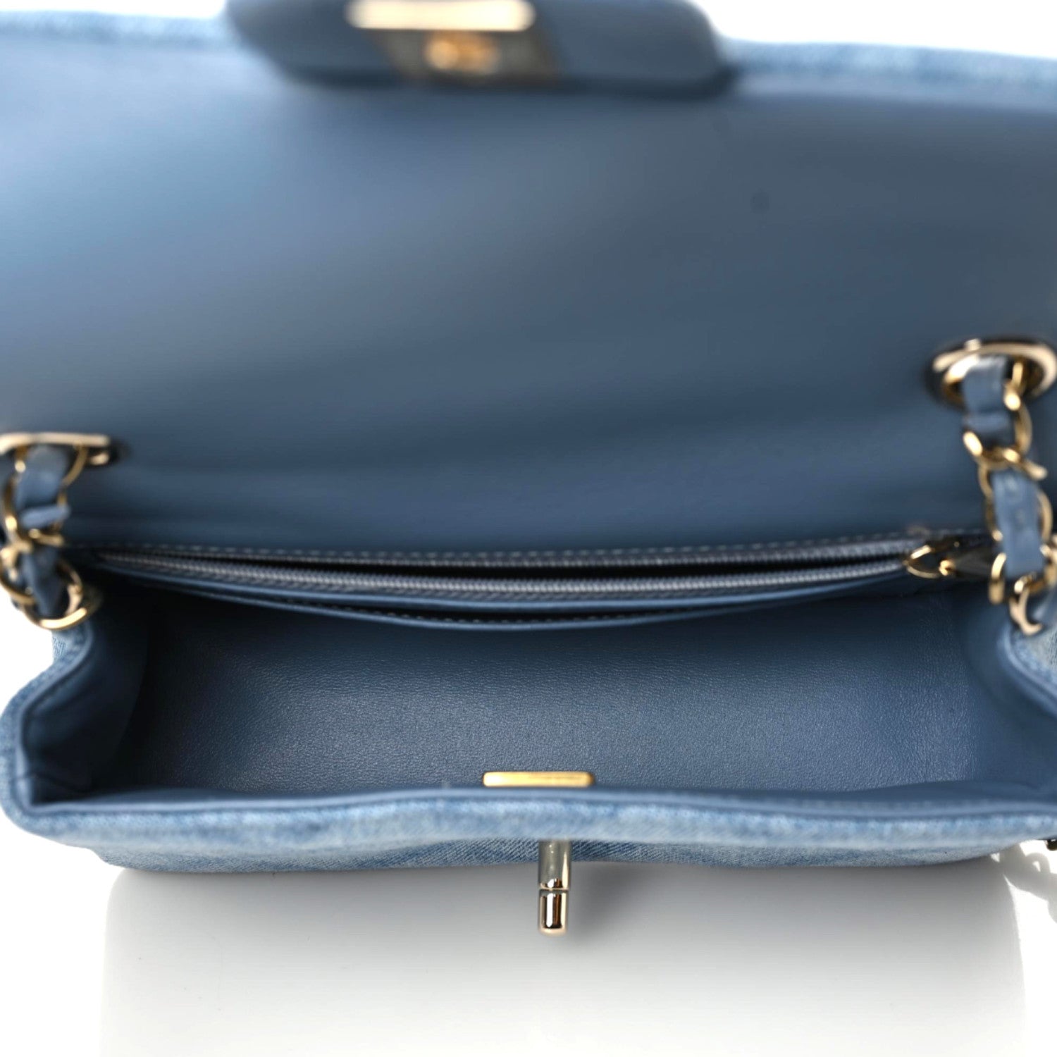 Chanel Printed Denim Quilted Mini Rectangular Flap Light Blue 7 of 11