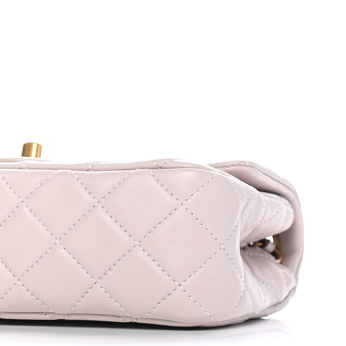 Lambskin Quilted Mini Rectangular Pearl Crush Flap Light Purple