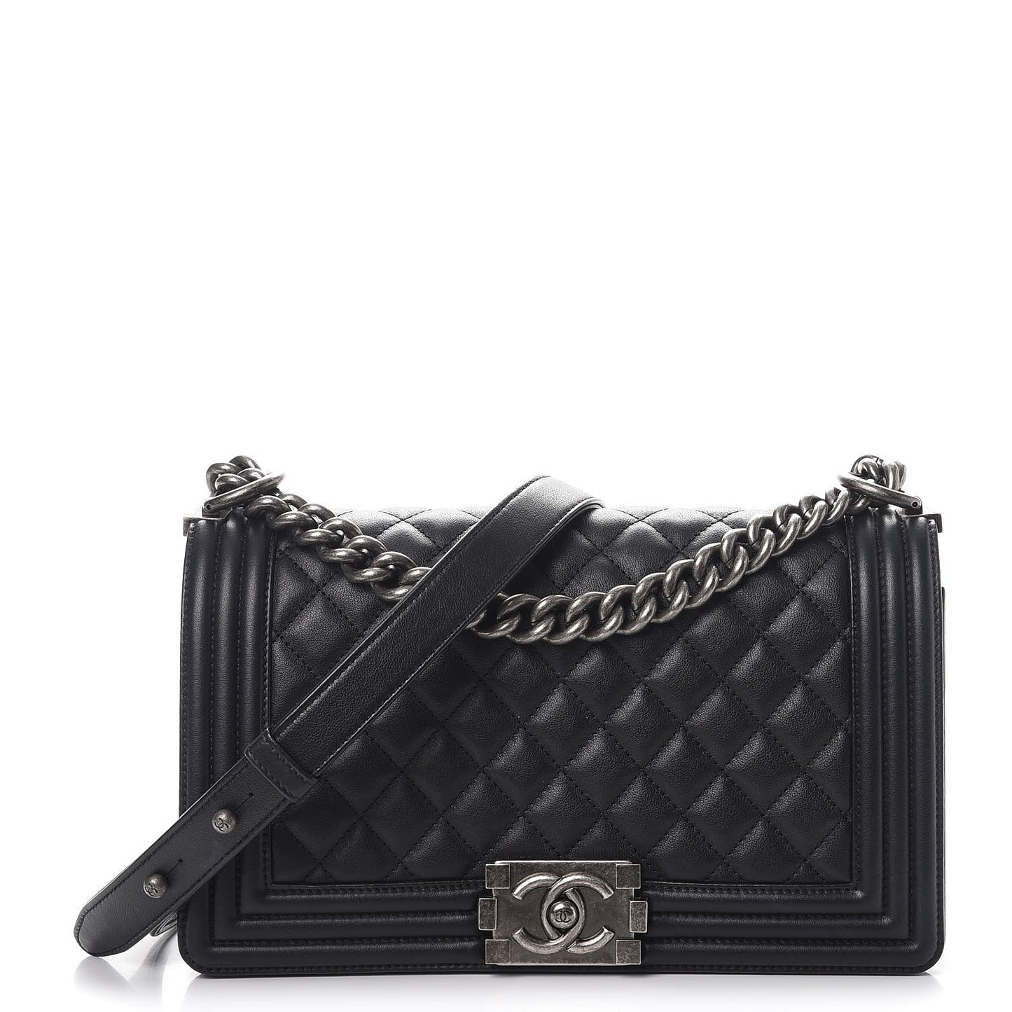Calfskin Quilted Medium Boy Flap Black