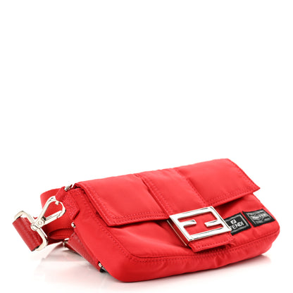 Fendi X PORTER Nylon Cuoio Roma Mini Phone Baguette Belt Bag Cardinale Fuoco 4 of 11
