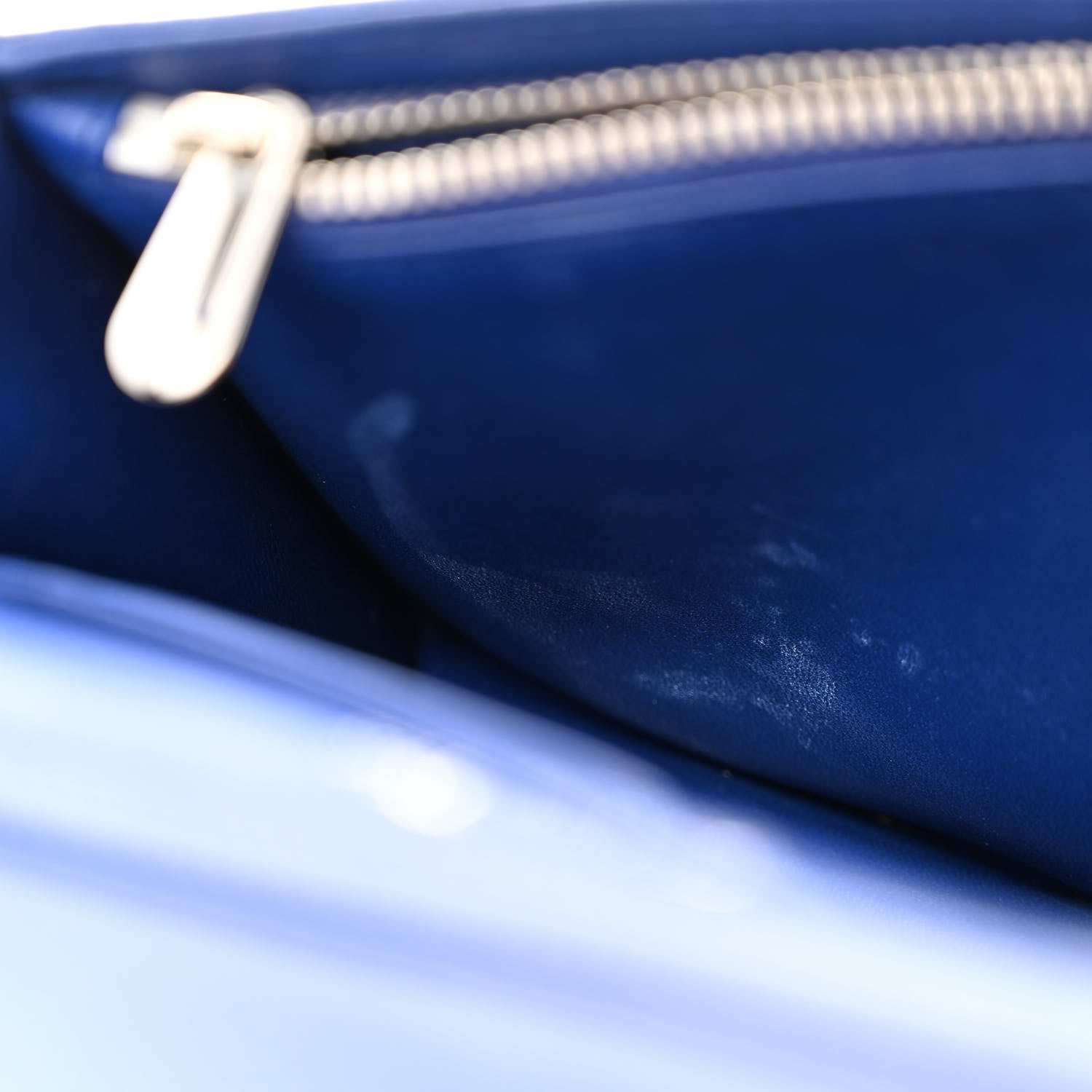 Christian Dior Grained Calfskin Diorama Wallet on Chain Pouch Blue 8 of 12