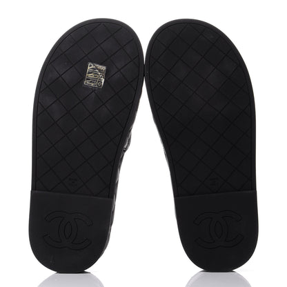 Chanel Lambskin Quilted CC Mules Sandals 38 Black 6 of 11
