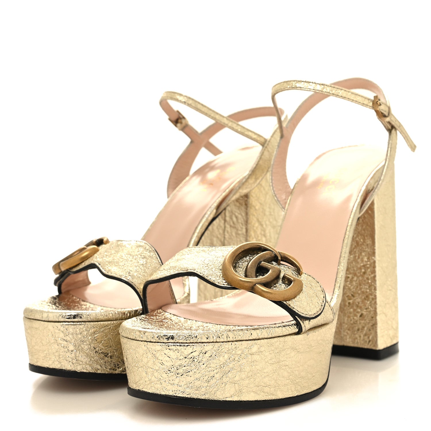 Gucci Galassia GG Marmont Ankle Wrap 30/115mm Platform Sandals 36 Platino 3 of 9