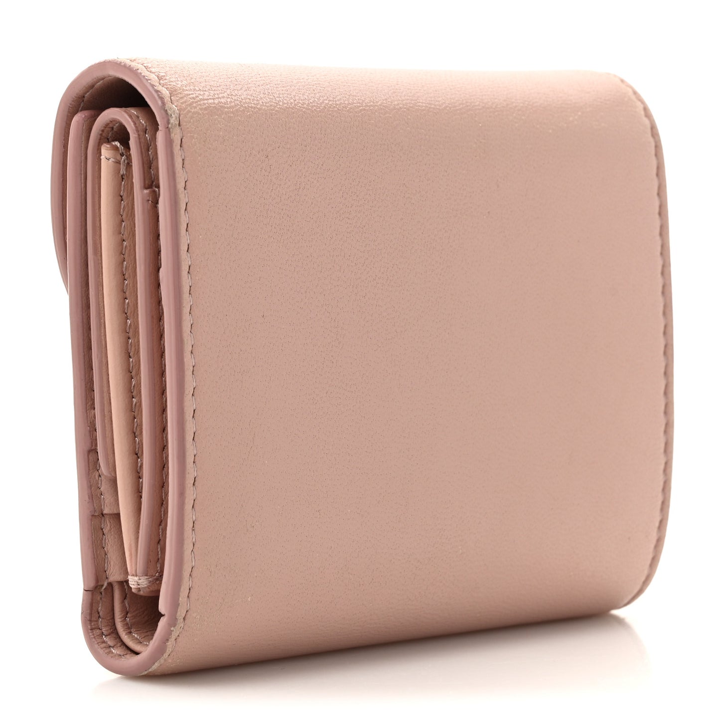 Shiny Calfskin Small Triomph Wallet Antique Rose