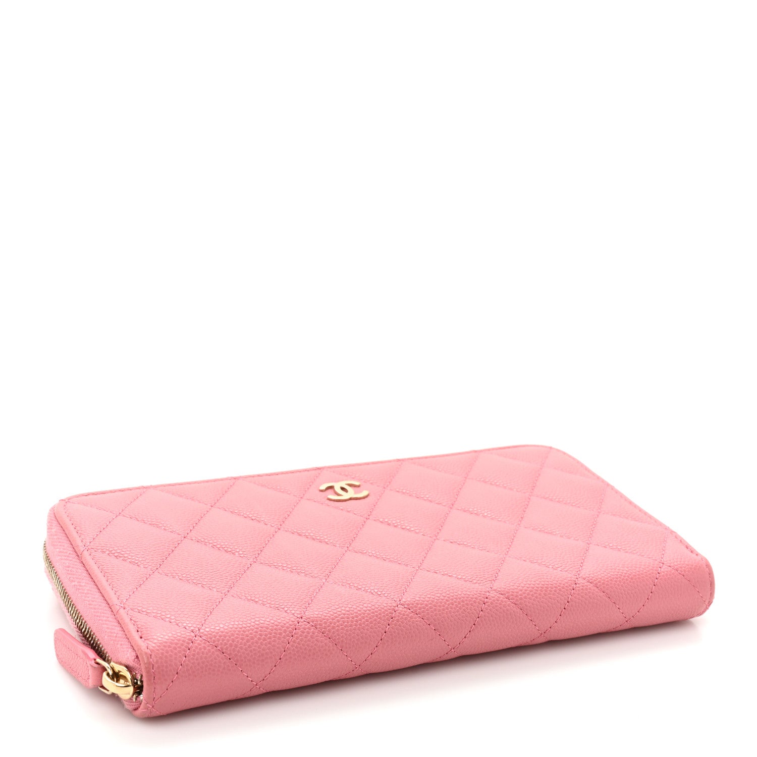 Chanel Caviar Quilted Large Gusset Zip Around Wallet Pink 4 of 19