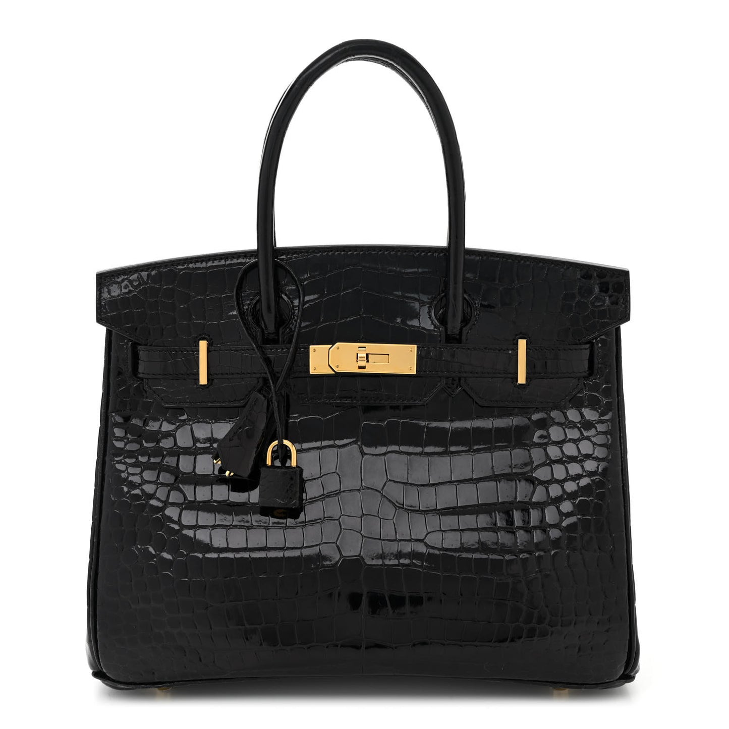 Shiny Porosus Crocodile Birkin 30 Black