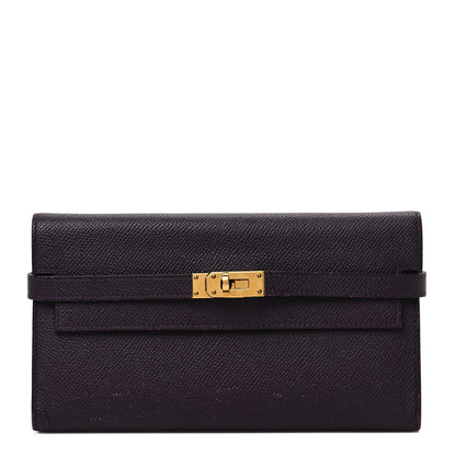 Hermes Epsom Verso Kelly Longue Wallet Raisin Anemone 1 of 10
