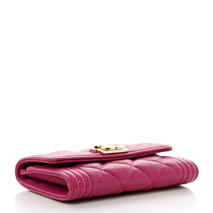 Chanel Caviar Quilted Boy Card Holder Wallet Fuchsia 4 of 9
