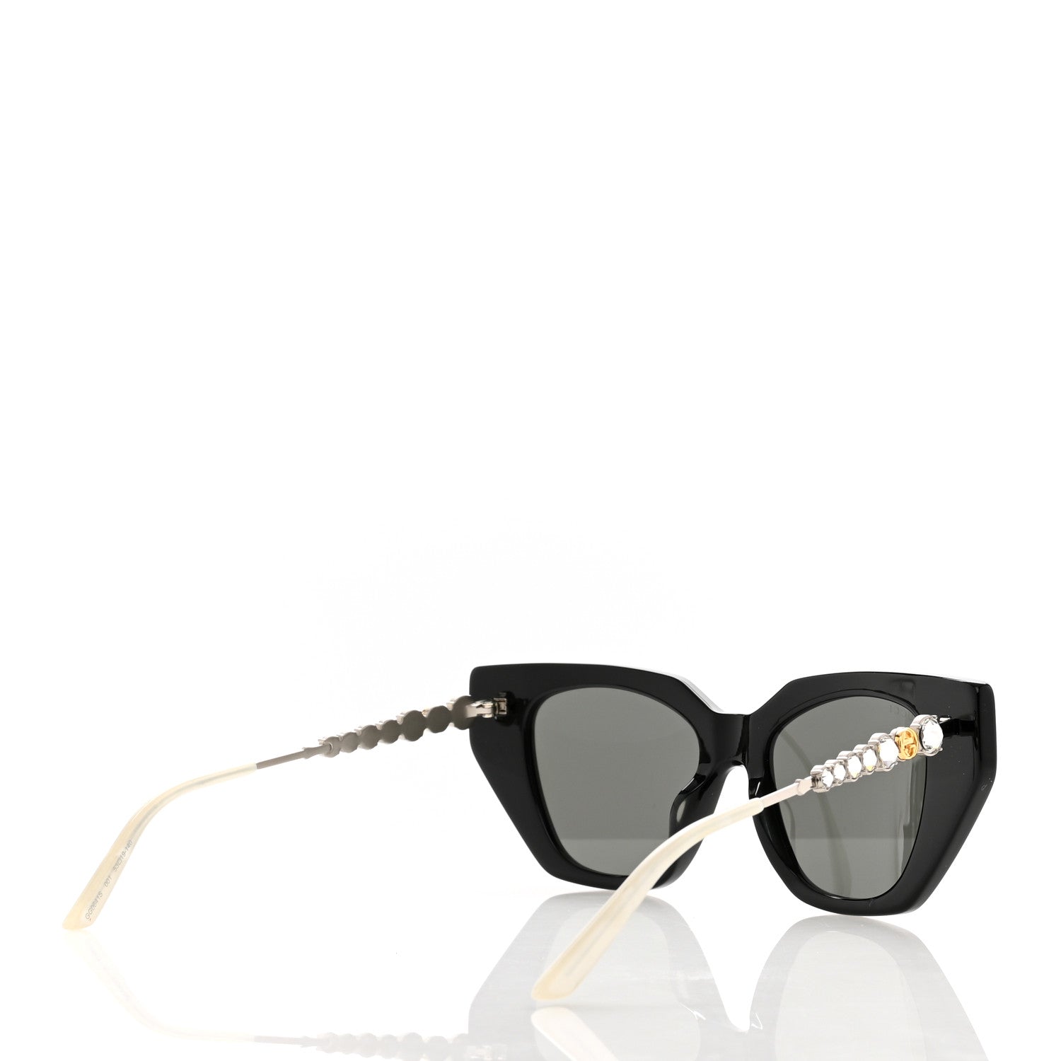 Gucci Acetate Crystal Embellished Cat Eye Sunglasses GG0641S Black 4 of 6