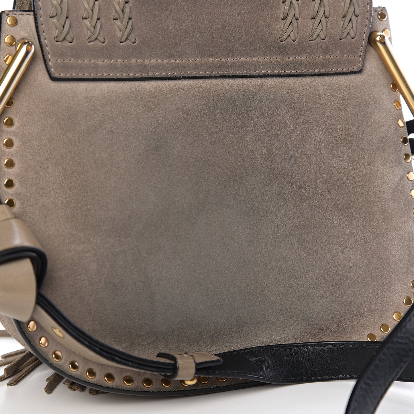 Suede Braided Small Hudson Shoulder Bag Motty Grey