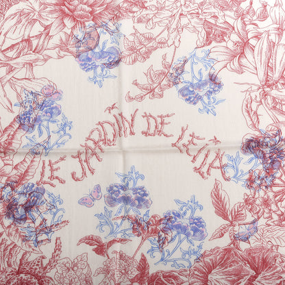 Hermes Cashmere Silk Le Jardin De Leila Au Bloc Shawl 140 Blanc Rose Vif Encre 2 of 4