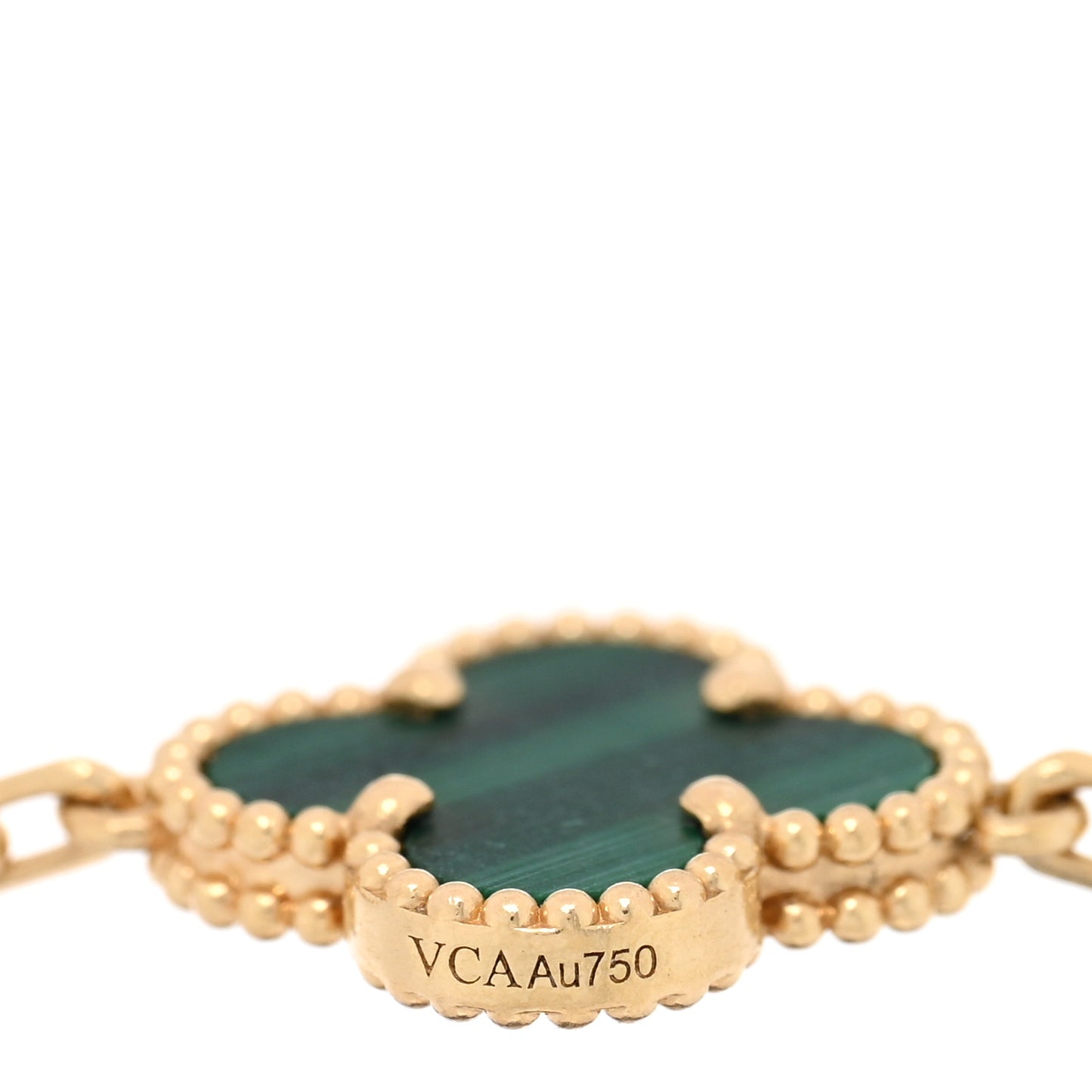 18K Yellow Gold Malachite 5 Motifs Vintage Alhambra Bracelet