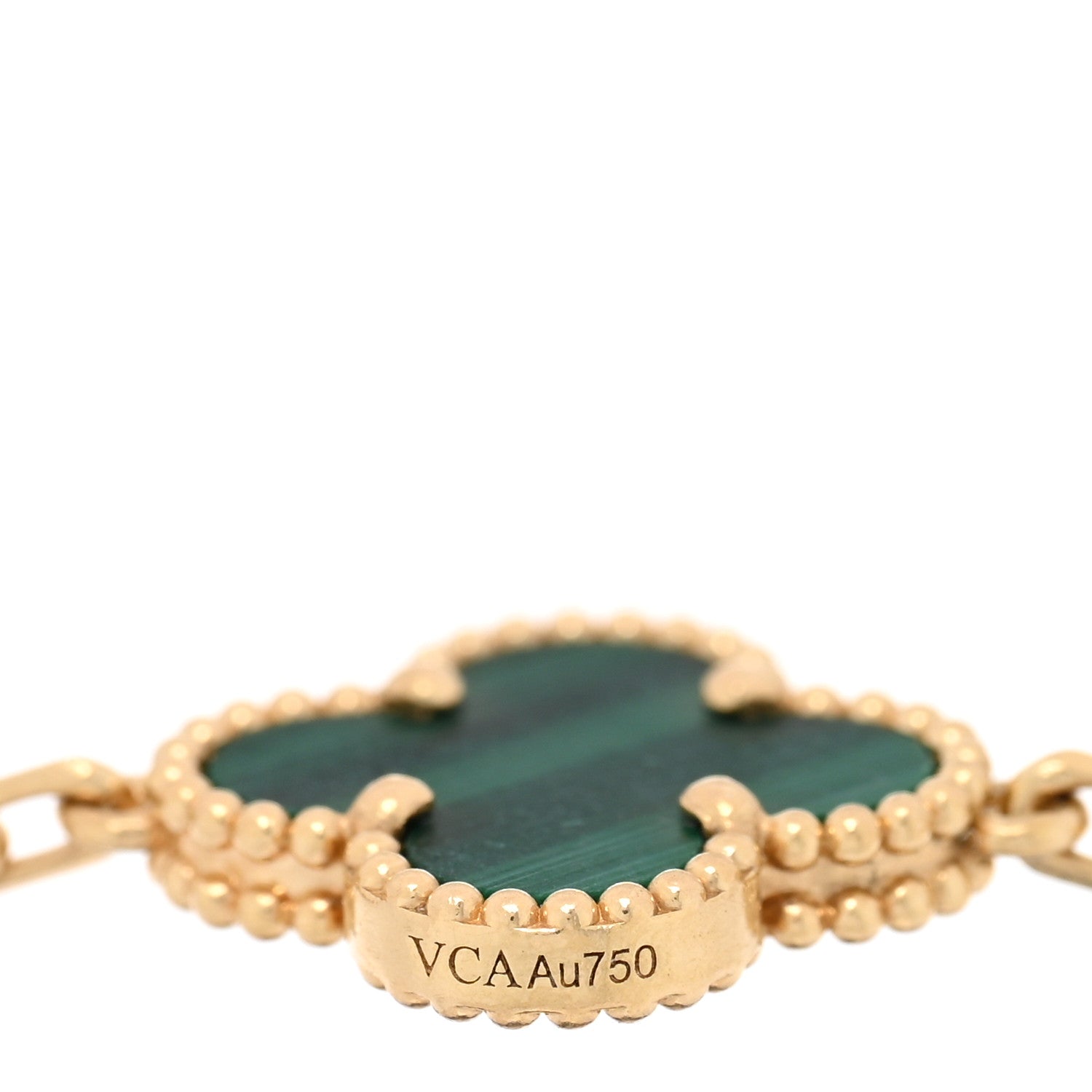 Van Cleef & Arpels 18K Yellow Gold Malachite 5 Motifs Vintage Alhambra Bracelet 3 of 4