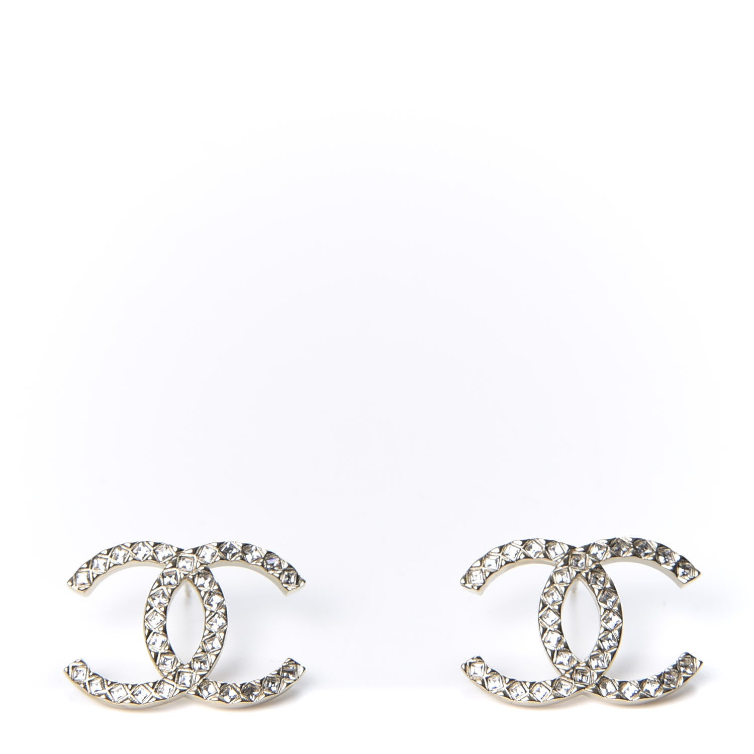 Chanel Crystal CC Large Stud Earrings Gold 1 of 4