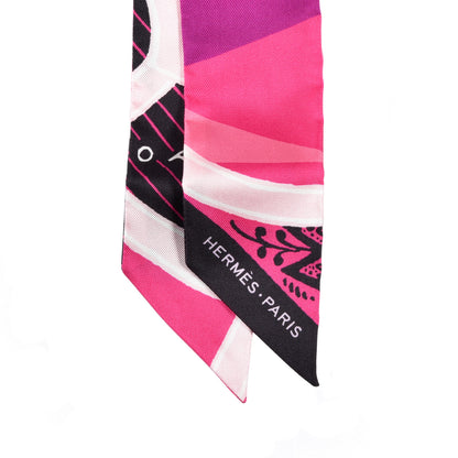 Hermes Silk Jeu de Soie Uniforme Twilly Rose Vif Black Rose 2 of 4