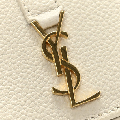 Saint Laurent Grain De Poudre Mixed Matelasse Compact Fold Wallet White 9 of 11