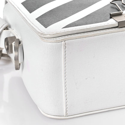 Off-White Saffiano Striped Mini Diag Binder Clip Bag White Black 9 of 12