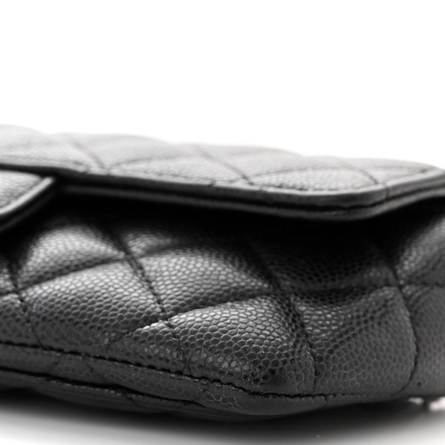 Caviar Quilted Glasses Case With Chain Black