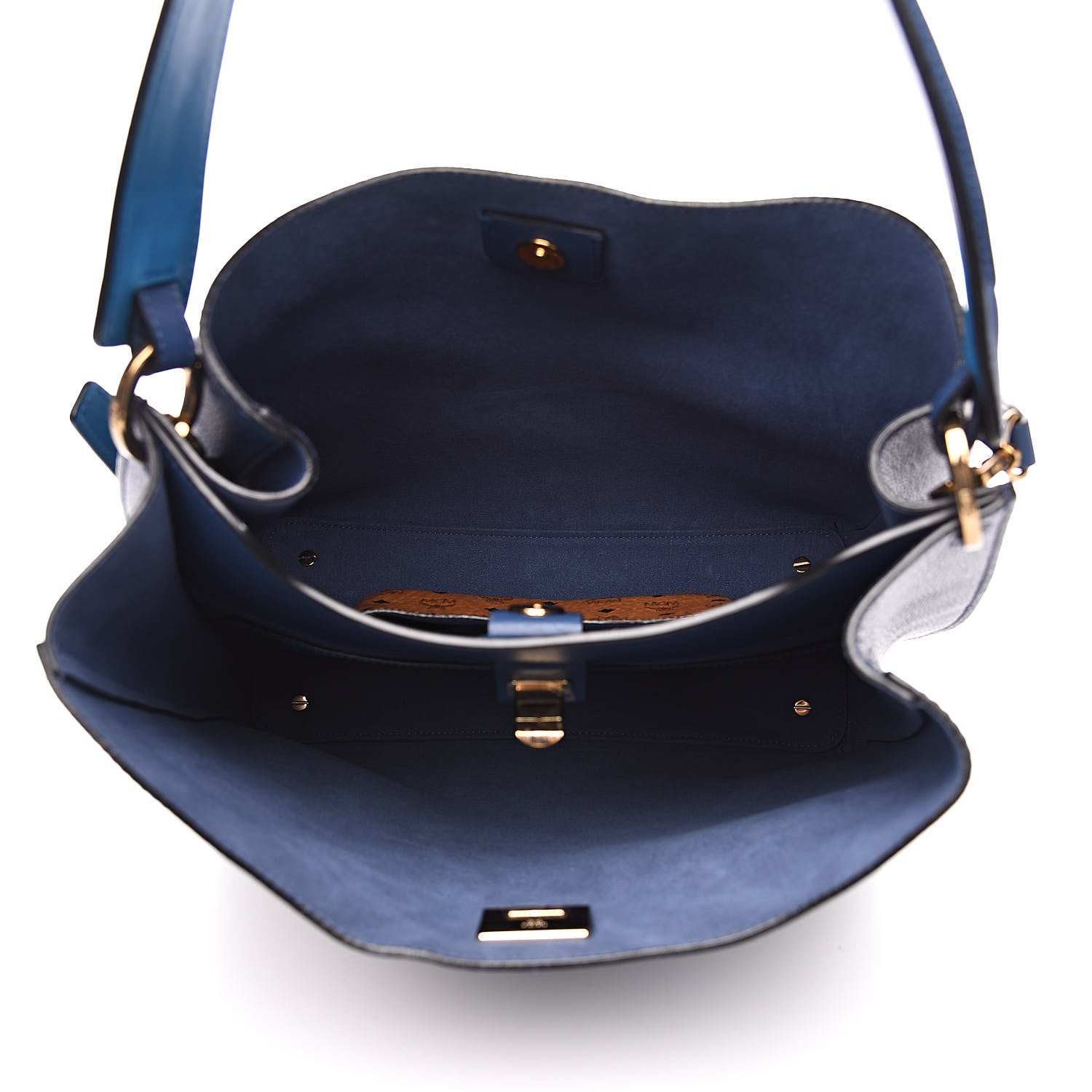 MCM Grained Calfskin Large Milla Hobo Navy Blue 5 of 12