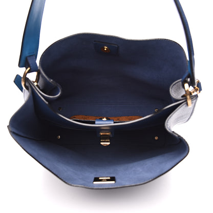 MCM Grained Calfskin Large Milla Hobo Navy Blue 5 of 12