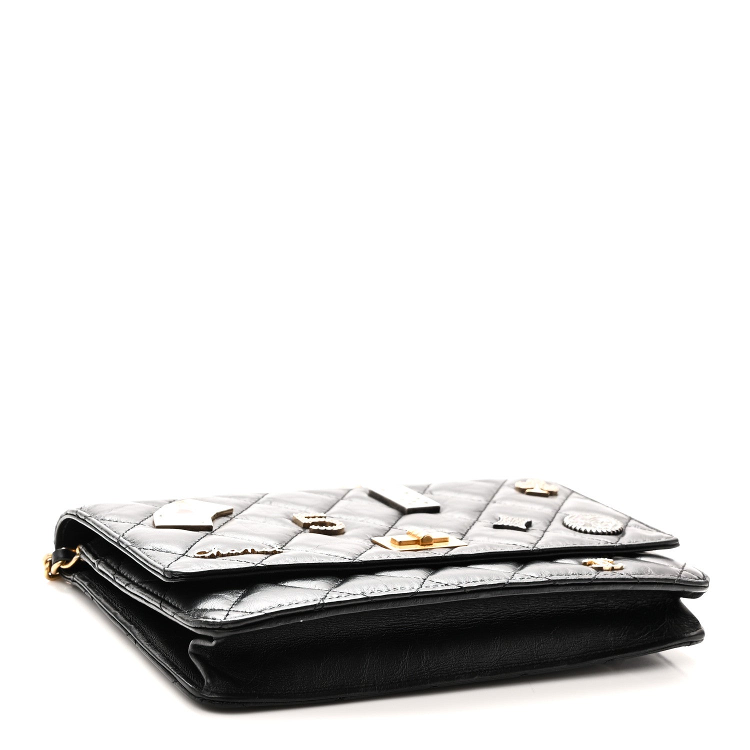 Chanel Aged Calfskin Lucky Charms Casino 2.55 Reissue Wallet on Chain WOC Black 4 of 11