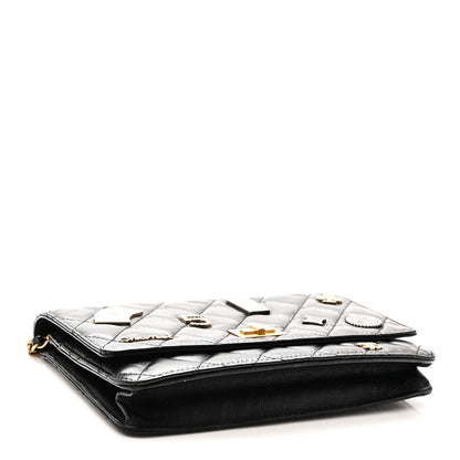Chanel Aged Calfskin Lucky Charms Casino 2.55 Reissue Wallet on Chain WOC Black 4 of 11