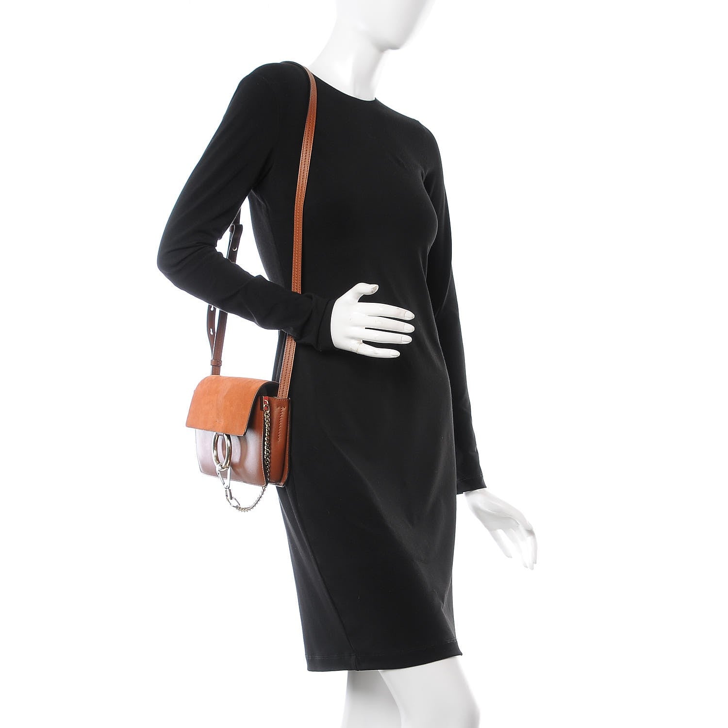 Chloe Suede Calfskin Small Faye Shoulder Bag Tobacco 2 of 8
