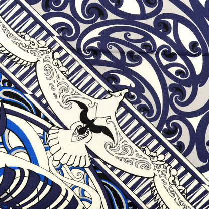 Hermes Cashmere Silk Kawa Ora Shawl 140 Marine Blanc Bleu Electrique 2 of 5