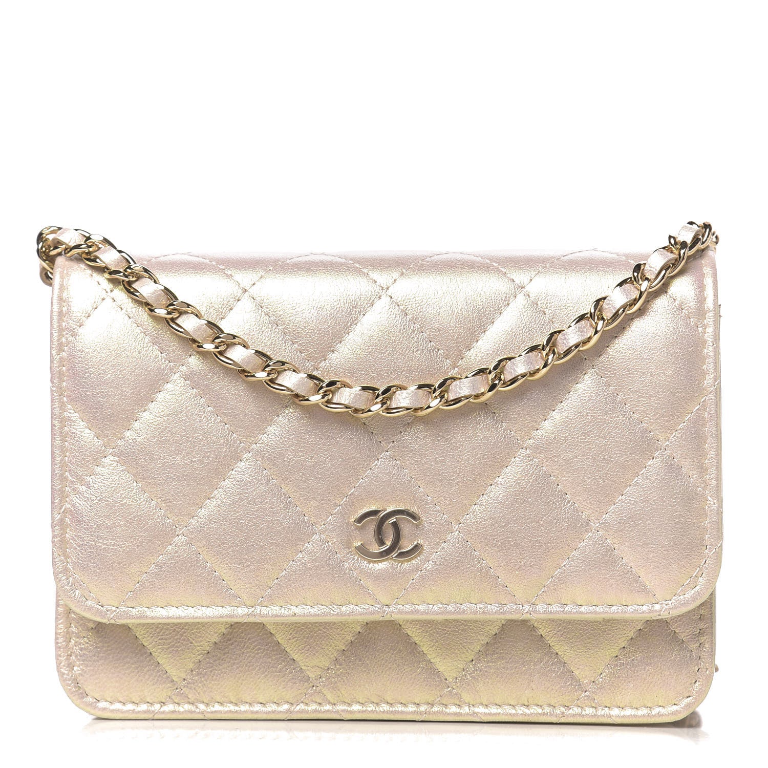 Chanel Iridescent Lambskin Quilted Mini Wallet On Chain WOC Ivory 1 of 12