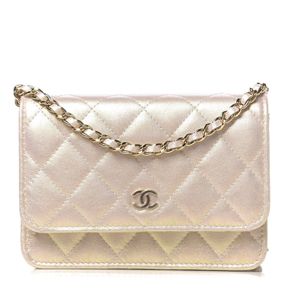Chanel Iridescent Lambskin Quilted Mini Wallet On Chain WOC Ivory 1 of 12