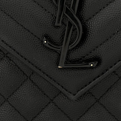 Saint Laurent Grain De Poudre Textured Mixed Matelasse Large Triquilt Monogram Monochrome Satchel Black 12 of 13