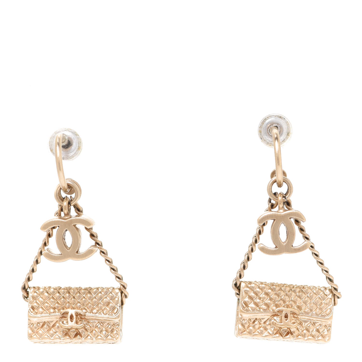Chanel CC Flap Bag Drop Earrings Gold 1 of 4