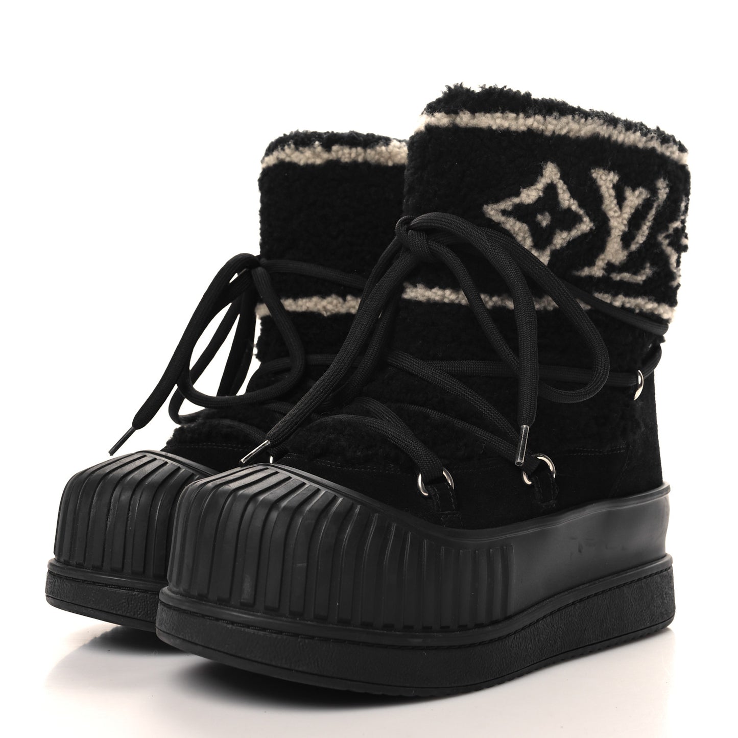 Suede Shearling Polar Flat Half Boots 40 Black