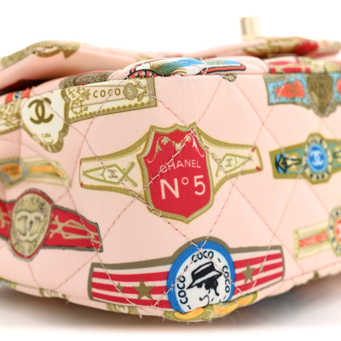 Satin Paris Cuba Cigare Print Mini Flap Pink