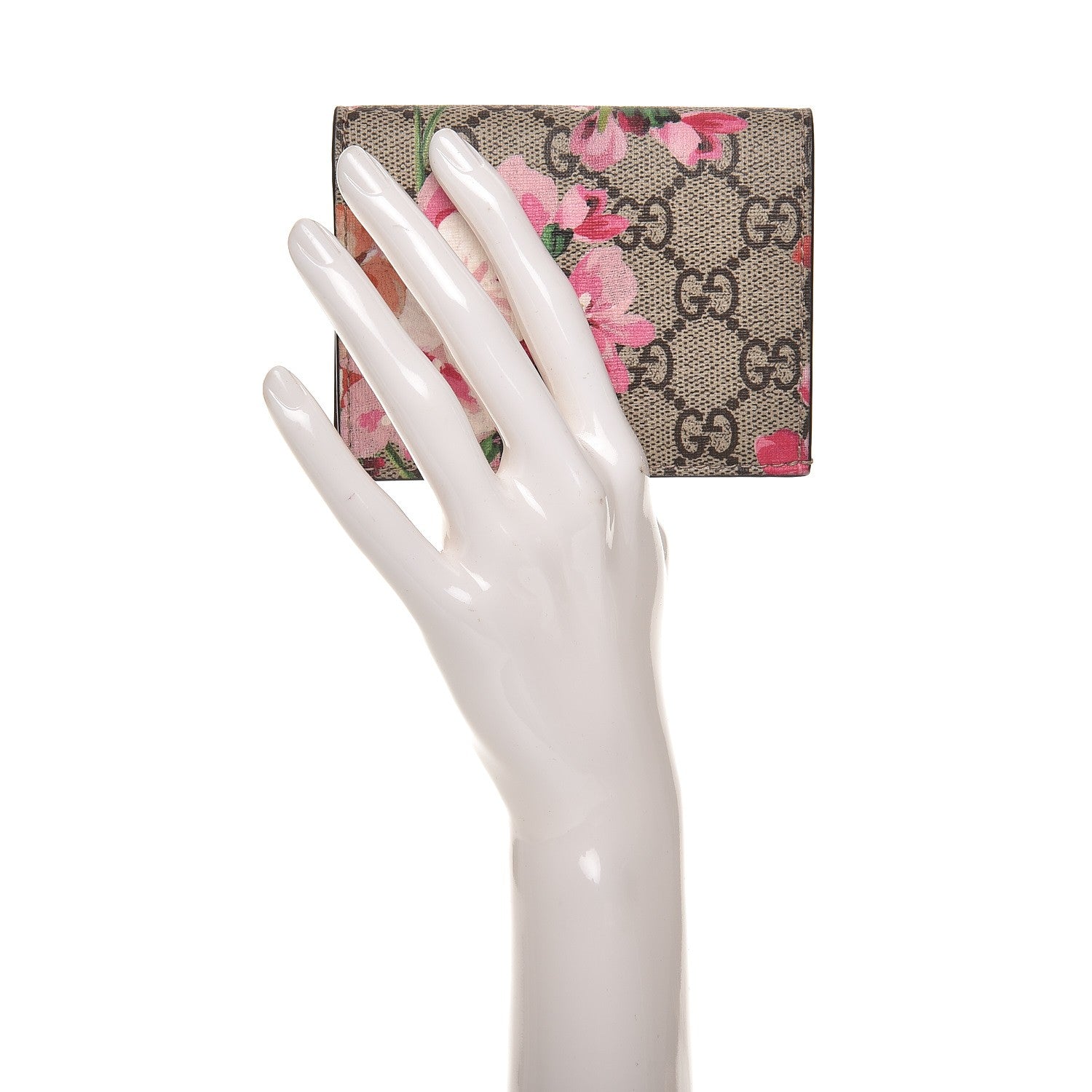 Gucci GG Supreme Monogram Blooms Card Case Beige Multicolor Dry Rose 2 of 7