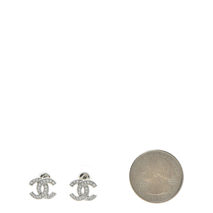 Chanel Crystal Mini Timeless CC Earrings Silver 2 of 5