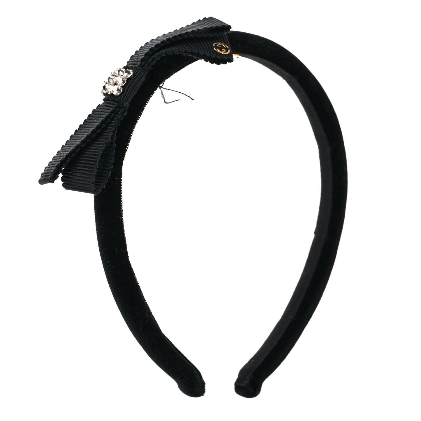 Velvet Grosgrain Interlocking G Bow Headband Black