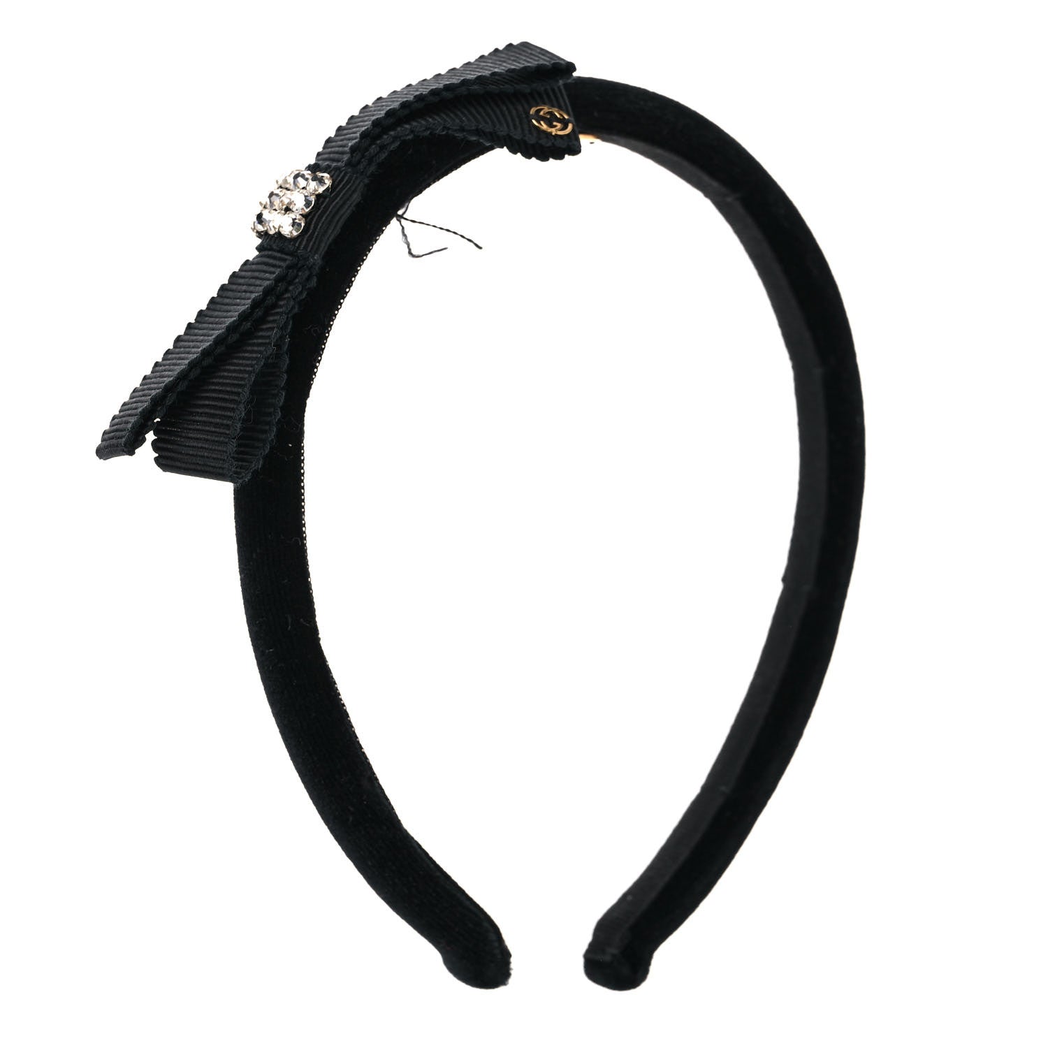 Gucci Velvet Grosgrain Interlocking G Bow Headband Black 4 of 7