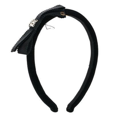 Gucci Velvet Grosgrain Interlocking G Bow Headband Black 4 of 7
