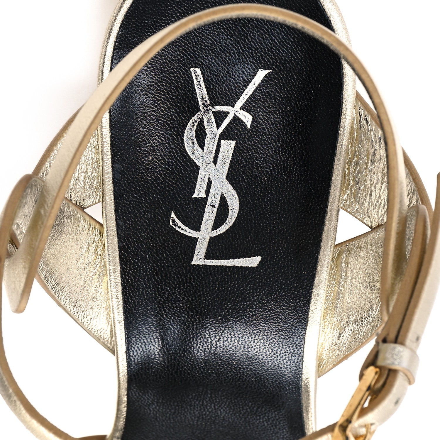 Saint Laurent Metallic Calfskin Tribute 105 Platform Sandals 40 Gold 8 of 12