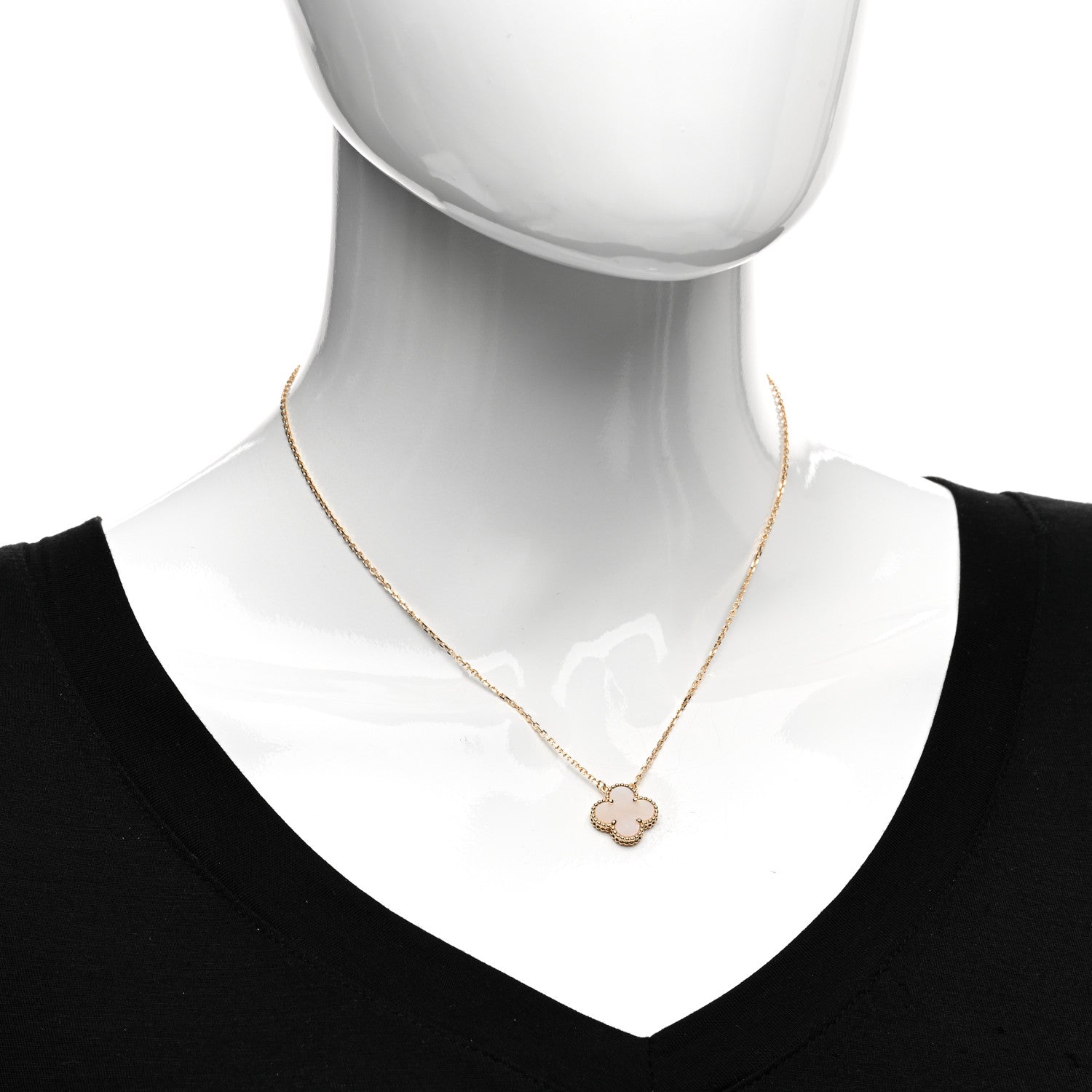 Van Cleef & Arpels 18K Yellow Gold Mother of Pearl Vintage Alhambra Pendant Necklace 2 of 6