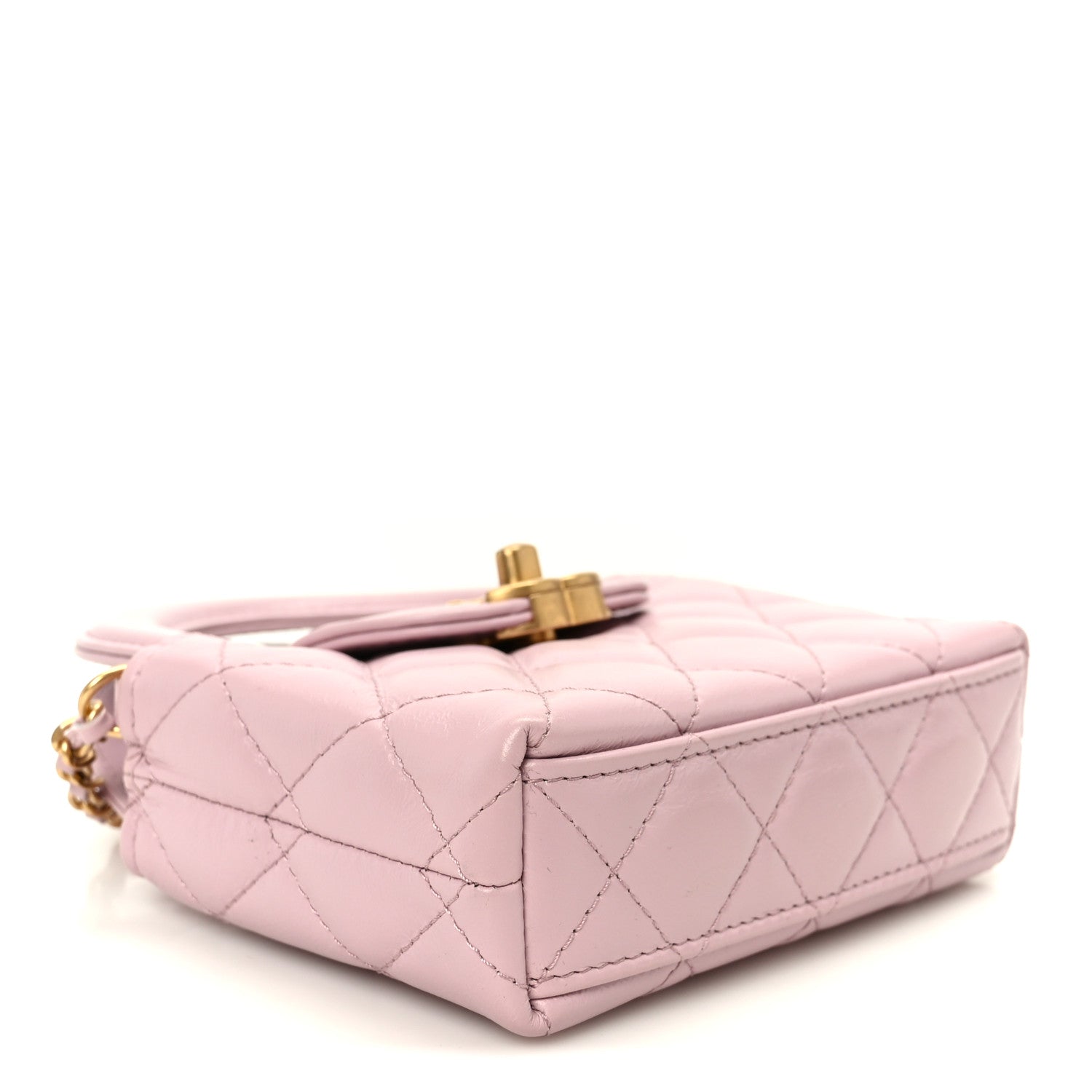 Chanel Shiny Aged Calfskin Quilted Mini Nano Kelly Shopper Light Pink 4 of 11