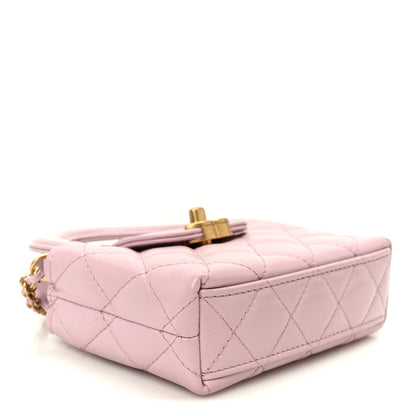 Chanel Shiny Aged Calfskin Quilted Mini Nano Kelly Shopper Light Pink 4 of 11