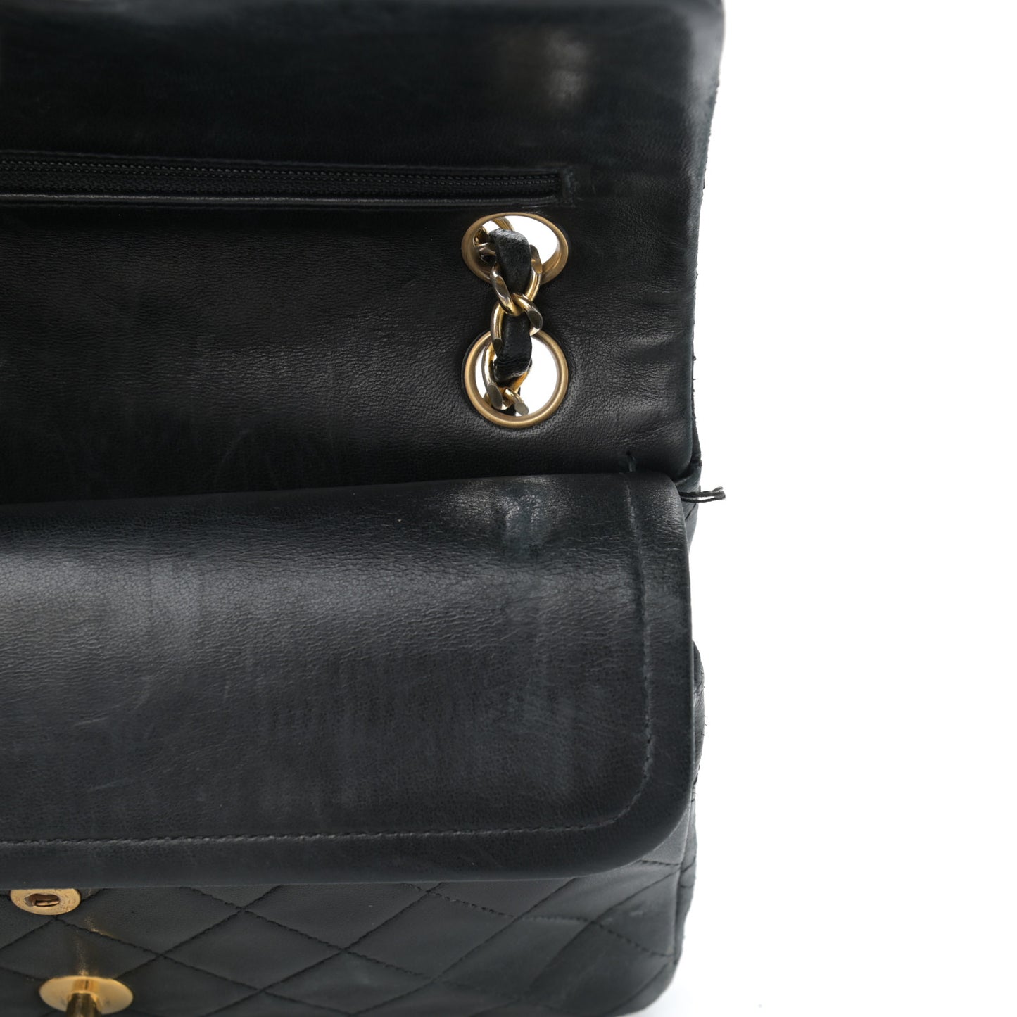 Lambskin Quilted Small Double Flap Black