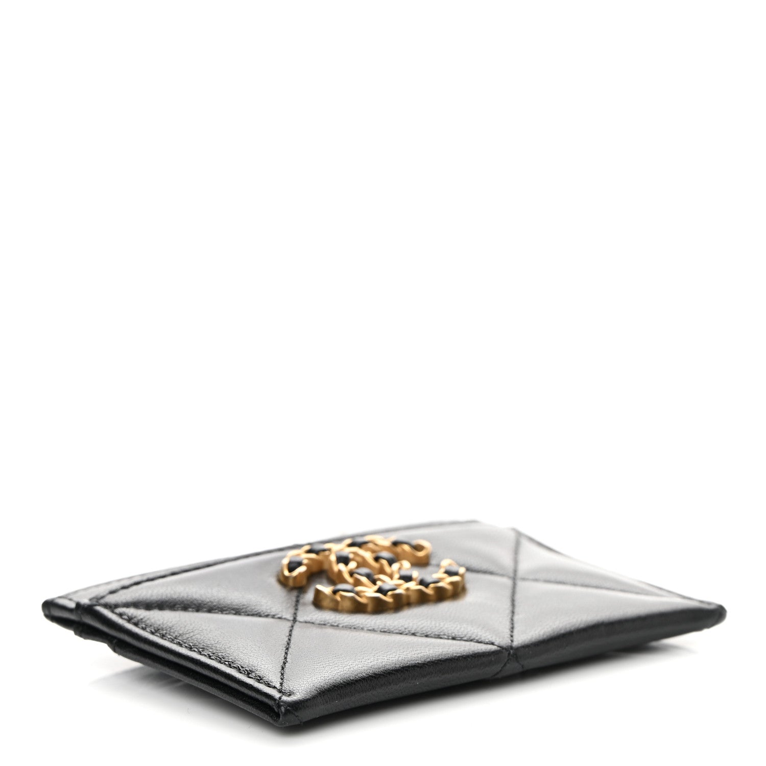 Chanel Lambskin Quilted Chanel 19 Card Holder Black 3 of 7