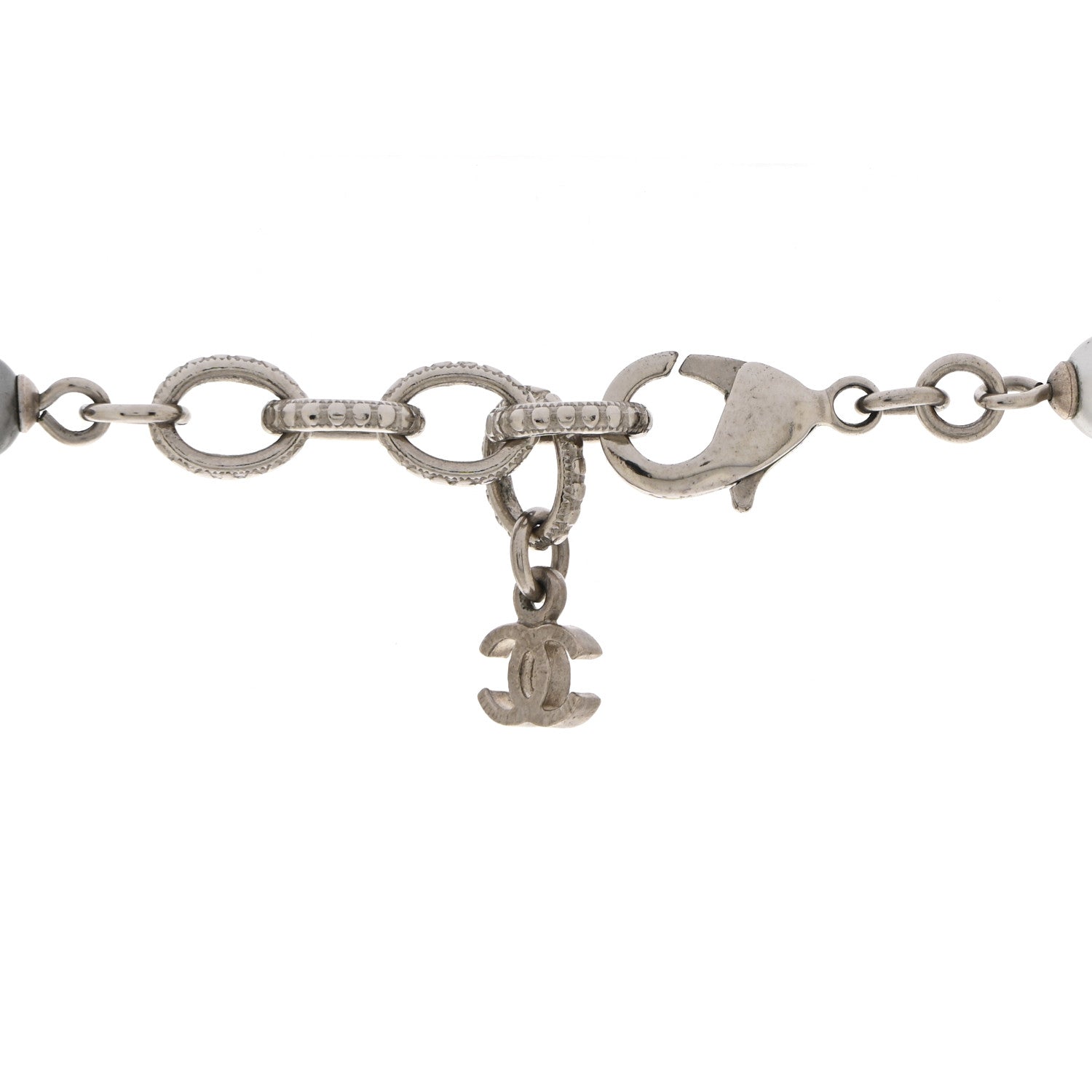 Chanel Pearl Crystal CC Choker Necklace Silver Pearly White 5 of 7